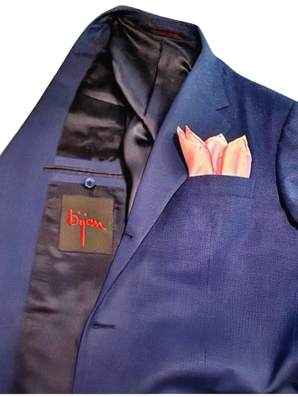 Bijan Men’s Navy Micro-Check Suit | Super 100’s Wool | Luxury Italian Tailoring - Picture 11 of 13